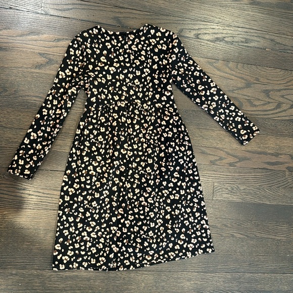 Girls Cheetah Print Black Fit and Flare Long Sleeve Dress, Size 7 - Picture 7 of 8